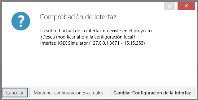 ventana emergente sobre la comprobacion de la interfaz